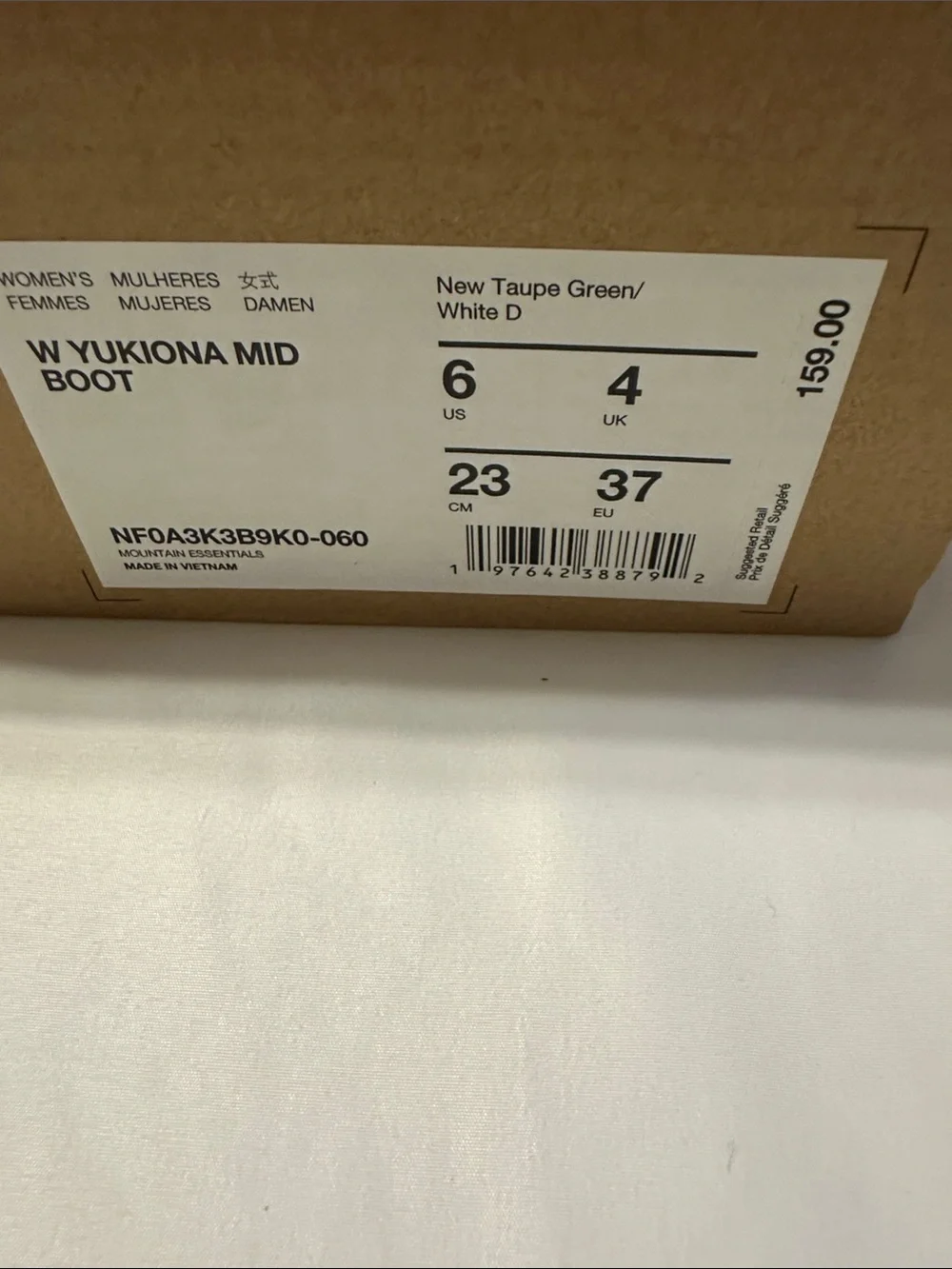 The North Face Women's Taupe/Green Insulated Winter Boots with Tan Outsoles .
